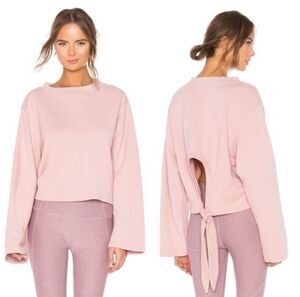 Varley Pink Weymouth Tie-back Cotton Pullover Crewneck Sweatshirt Athletic XS